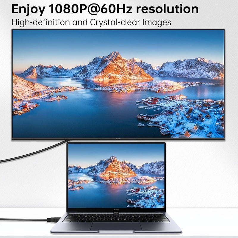 Vanjua HDMI to VGA Cable 6 Feet, Computer HDMI to VGA Monitor Cable 1080P@60Hz Video Cord (Male to Male) Compatible for Computer, Desktop, Laptop, PC, Monitor, Projector, HDTV and More, Uni-Directional - Image 4